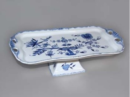 Zwiebelmuster Aida rectangular tray 45x25cm on a leg Original Blue Onion Pattern Bohemia from Dubi 
