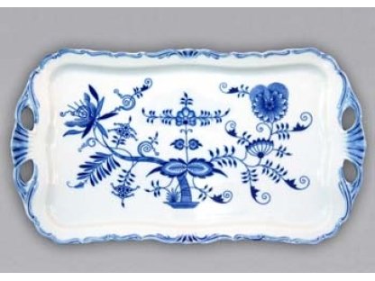 Zwiebelmuster Aida rectangular tray 45x25cm on a leg Original Blue Onion Pattern Bohemia from Dubi 