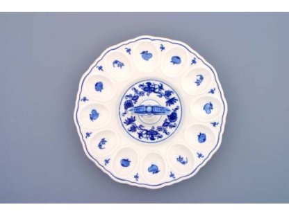 Cibulák podnos párty na vejce s porcelánovým klíčem 24,5 cm originální cibulákový porcelán Dubí, cibulový vzor