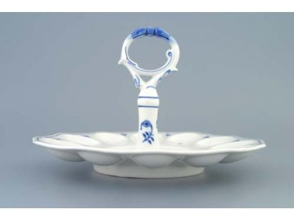 Cibulák podnos párty na vejce s porcelánovým klíčem 24,5 cm originální cibulákový porcelán Dubí, cibulový vzor