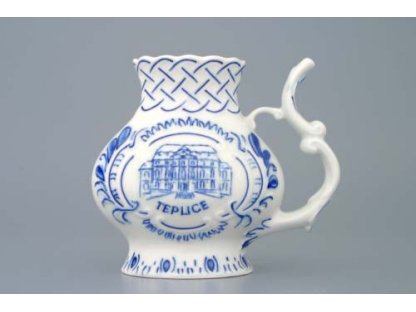 Cibulák pohárik kúpeľný reliéfny Teplice 12 cm cibulový porcelán originálny cibulák Dubí