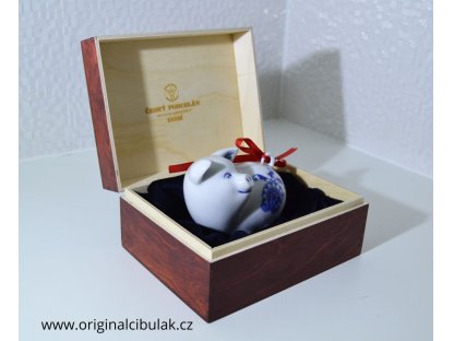 Cibulák Prasátko 8 cm originální cibulákový porcelán Dubí 2.jakost