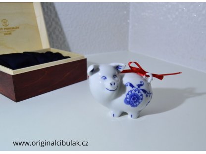 Cibulák prasiatko mini 8 cm cibulový porcelán, originálny cibulák Dubí