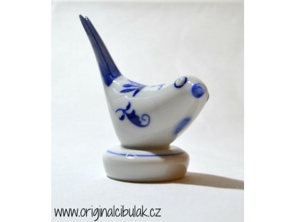 Cibulák Ptáček I, 9 cm originální cibulákový porcelán Dubí, cibulový vzor,