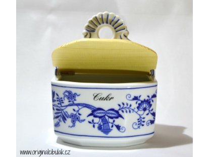 Cibulák slánka závěsná s dřevěným víčkem s nápisem CUKR 0,70 l originální porcelán Dubí 2.jakost