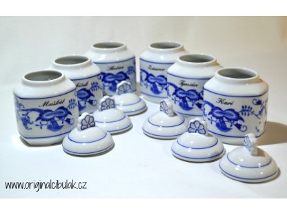 Cibulák Súprava 6 dózičiek na korenie rozšírený rad 0,20l Originálny Český Porcelán Dubí 