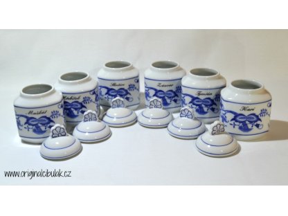 Cibulák Súprava 6 dózičiek na korenie rozšírený rad 0,20l Originálny Český Porcelán Dubí 