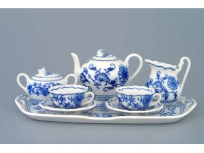 Zwiebelmuster Mini Tea Set 8pcs, Original Bohemia Porcelain from Dubi