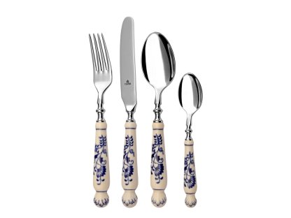 Onion pattern luxury cutlery set 4 pieces. Toner Original Bohemia porcelain from Dubi