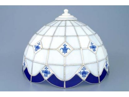 Cibulák stínítko vitráž k lampovému podstavci neprolamované 35 cm originální cibulákový porcelán Dubí, cibulový vzor