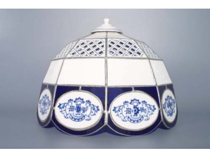 Cibulák stínítko vitráž prolamované 9 stěn 35 cm originální cibulákový porcelán Dubí, cibulový vzor