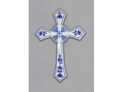 Cibulák svatý kříž (závěsný) 30,6 cm originální cibulákový porcelán Dubí, cibulový vzor
