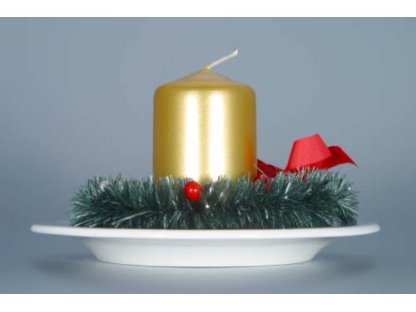 Cibulák Svícen vánoční osobní s věnečkem a svíčkou 13 cm originální cibulákový porcelán Dubí, cibulový vzor,