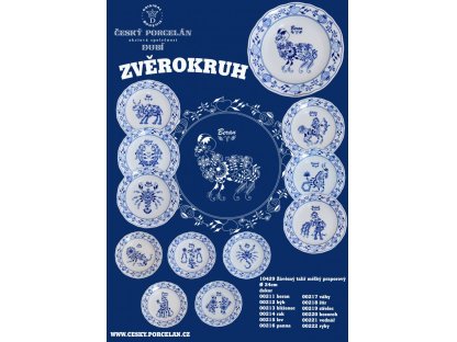 Zwiebelmuster Teller 24 cm Sternzeichen Zwillinge Horoskop Tschechisches Porzellan Dubí 2.Wahl