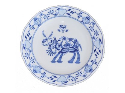 cibulák plate 24 cm zodiac Taurus horoscope Czech porcelain Dubí 2.jak