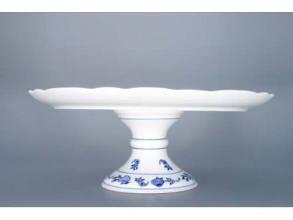 Cibulák Talíř dortový na noze 31 cm originální cibulákový porcelán Dubí, cibulový vzor