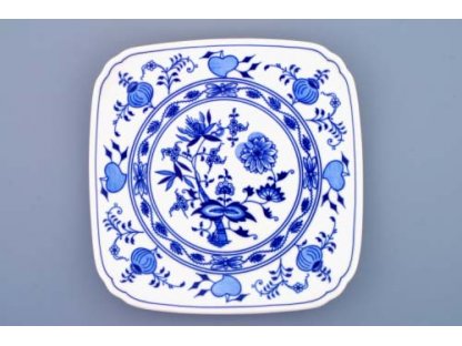 Zwiebelmuster Square Plate 21cm, Original Bohemia Porcelain from Dubi