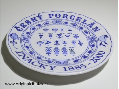 Cibulák tanier plochý/ spodné značky 24 cm cibulový porcelán, originálny cibulák Dubí 2.akost