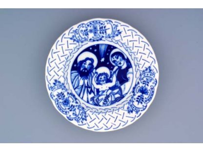 Cibulák tanier závesný reliéfny  výročný 1996 18 cm cibulový porcelán originálny cibulák Dubí