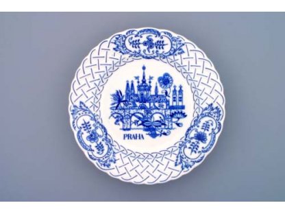 Zwiebelmuster Wall Plate Embossed Prague, Original Bohemie Porcelain from Dubi