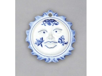 Cibulák Vánoční ozdoba sluníčko oboustranné 10 cm originální cibulákový porcelán Dubí, cibulový vzor,