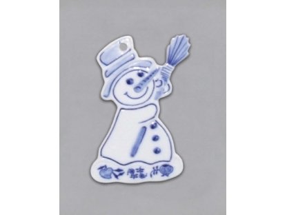 Zwiebelmuster Christmas Decoration Snowman, Original Bohemia Porcelain from Dubi