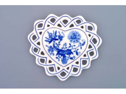 Cibulák Vánoční ozdoba srdíčko 10 cm originální cibulákový porcelán Dubí, cibulový vzor,