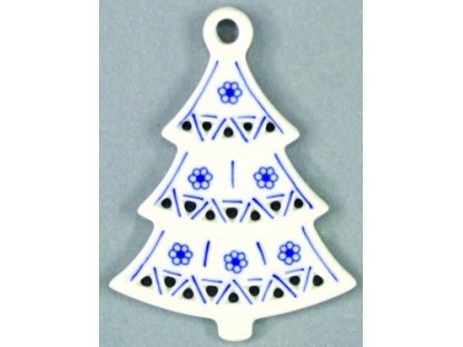 Cibulák Vánoční ozdoba stromeček prolamovaný 8,5 cm originální cibulákový porcelán Dubí, cibulový vzor,