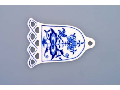 Cibulák vánoční ozdoba zvonek 10,5 cm originální cibulákový porcelán Dubí, cibulový vzor,