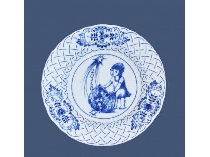 Cibulák  výroční talíř  2018, 18 cm originální cibulákový porcelán Dubí , cibulový vzor,