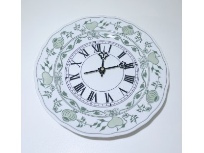 Cibulák zelený hodiny so strojčekom 24 cm český porcelán originálny z Dubí