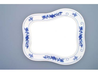 Cibulák zrcadlo s rámem závěsné 40 cm originální cibulákový porcelán Dubí, cibulový vzor,