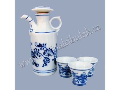 Cibuláková souprava likérová mini originální cibulák 4 ks cibulový porcelán Dubí
