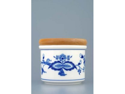 Cibulák dóza s dreveným uzáverom  malá 9,7 cm cibulový porcelán  originálny cibulák Dubí