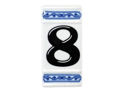 Cibulák Číslo na dům 11cm rámeček střed "8" Originál Český porcelán Dubí
