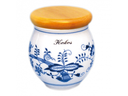 Cibulák Dóza Baňák s dřevěným víkem 10,5cm KOKOS Originál Český porcelán Dubí
