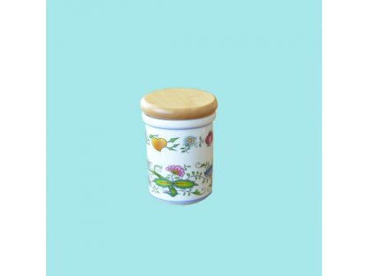 Zwiebelmuster Container B with Wooden Cover Medium,Nature Original Bohemia Porcelain from Dubi