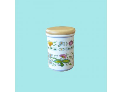 Dóza s dřevěným uzávěrem C velká 12,5 x 9,7 cm 500g   Nature cibulák Český porcelán Dubí 