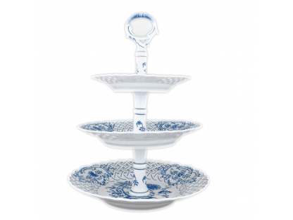 Cibulák Etažér třídílný prolamovaný 36cm Originál Český porcelán Dubí