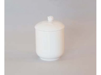 Hořčičník s víčkem bez výřezu 0,10l 140g bílé Rokoko Český porcelán Dubí 