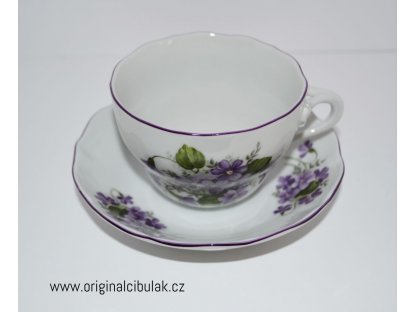 Mug violets Peasant Czech porcelain Dubí violet line
