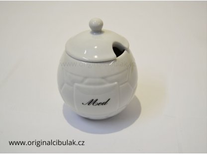 Hrnek na med s víčkem a nápisem Med 0,40 l bílý český porcelán Dubí