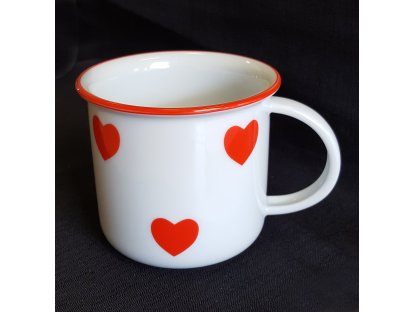 Mug Tina 0.25l RED HEARTS Bohemia porcelain Dubí