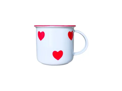 Hrnček Tina 0,38l ČERVENÉ SRDIEČKA Český porcelán Dubí