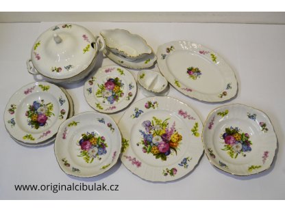 jedálenská súprava kytky farebné Thun Bernadotte 6 osôb 25 dielov český porcelán Nová Role