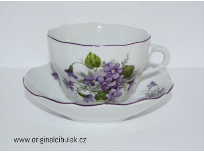 Coffee set Fialky Czech porcelain Dubí purple line 15 pieces