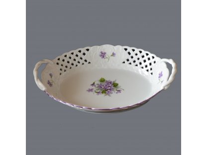 Openwork basket 28cm Violets Bohemia porcelain Dubí