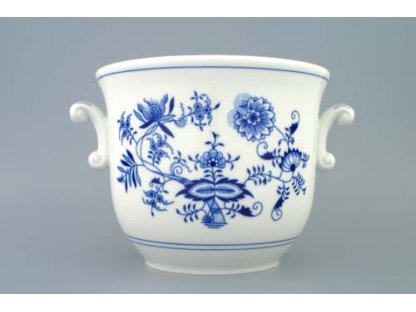Zwiebelmuster Large Flower Pot with Handles, Original Bohemia Porcelain from Dubi