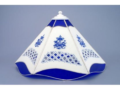 Zwiebelmuster Lampe durchbrochen mit Buntglasfensterchirm  Original Bohemia Porzellan aus Dubi