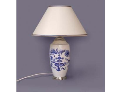 Lampa cibulák se stínítkem hladkým 47 cm originální cibulákový porcelán Dubí